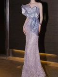Modest Mermaid Strapless Sleeveless Sequins Prom Dresses Inspiration Long Party Evening Dress 21st Birthday Outfits HZ0311