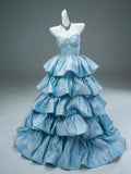 Princess Ball Gown Sweetheart Blue Tiered Bodice Prom Dresses Inspiration Long Party Night Gowns 20th Birthday Outfits HZ0311