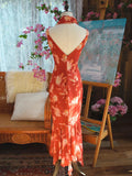 Vintage 1950s Mermaid V Neck Floral Chiffon With Scarf Prom Dresses Inspiration Long Party Evening Dress 18th Birthday Outfits HZ0311