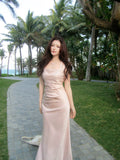 Elegant Mermaid Square Neck Satin Pink Ankle Length Prom Dresses 16th Nigh Party Birthday Outfits HZ0311