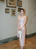 Elegant Mermaid Spaghetti Strap Pink Satin Bodycon Pleated Prom Dress Aesthetic Graduation Birthday Holiday Outfits HZ0311