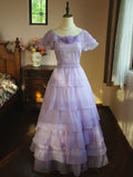 Vintage A line Scoop Neck Lilac Prom Dresses With Pleated Inspiration Long Party Night Evening Dress 18th Birthday Outfits HZ0311