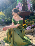 Elegant Mermaid Off The Shoulder Green Long Prom Dresses 16th Nigh Party Birthday Outfits HZ0311