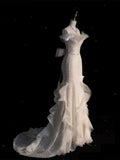Sparkly Wedding Dresses Mermaid Off The Shoulder White Sequins Brides Dress For Brides Fitted Bridal Gown HZ0311