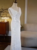 Vintage 1950s A Line Cowl Neck White Floral Lace Prom Dresses Inspiration Long Party Evening Dress 18th Birthday Outfits HZ0311