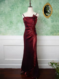 Vintage 1950s Mermaid Spaghetti Straps Burgundy Prom Dresses Inspiration Long Party Retro Evening Dress 18th Birthday Outfits HZ0311