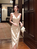 Modest Sheath Halter Ivory Satin Evening Dresses Wedding Guest Dress Nigh Dance 20th Birthday Outfits HZ0311