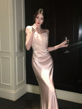 Sexy Mermaid Spaghetti Straps Pink Satin Prom Dresses Wedding Guest Dress 20th Birthday Outfits HZ0311