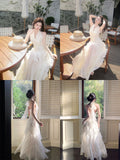 Modest A line Halter White Layered Chiffon Floor Length Prom Dresses 18th Nigh Party Birthday Outfits HZ0311