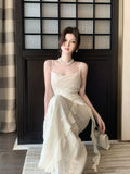 Modest Mermaid Spaghetti Straps Sequins Ivory Prom Dresses Wedding Guest Gown 16th Nigh Party Birthday Outfits HZ0311