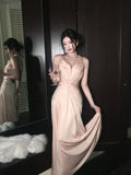 Modest A Line Halter Pink Satin Backless Prom Dresses Wedding Guest Dress 20th Birthday Outfits HZ0311
