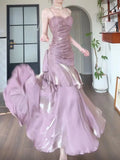 Modest Mermaid Spaghetti Straps Pink Long Prom Dresses High School Teens Senior Graduation Dance Party Dress Outfits HZ0311