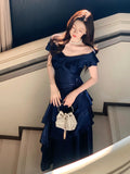 Elegant Mermaid Off The Shoulder Burgundy Long Prom Dresses 16th Nigh Party Birthday Outfits HZ0311