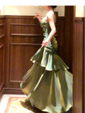Modest Mermaid Spaghetti Straps Green Long Prom Dresses High School Teens Graduation Dance Dress 20th Birthday Outfits HZ0311