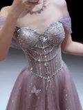 Sparkly A line Strapless Pink Sequins Prom Dresses Inspiration Long Party Night Gowns 20th Birthday Outfits HZ0311