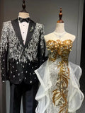 Sparkly Mermaid Sweetheart Gold Sequins Prom Dresses Inspiration Long Party Night Gowns 19th Birthday Outfits HZ0311