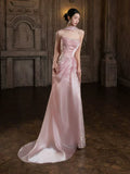Sparkly Mermaid Strapless Pink Sequins Prom Dresses Inspiration Long Party Night Evening Gowns 19th Birthday Outfits HZ0311