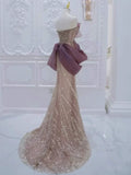 Modest Mermaid Champagne Strapless With Pleated Prom Dresses Inspiration Long Party Night Evening Dress 19th Birthday Outfits HZ0311