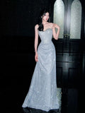 Sparkly Sheath Strapless Blue Sequins Prom Dresses Inspiration Long Party Night Gowns 20th Birthday Outfits HZ0311