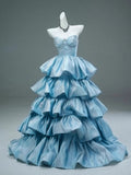 Princess Ball Gown Sweetheart Blue Tiered Bodice Prom Dresses Inspiration Long Party Night Gowns 20th Birthday Outfits HZ0311