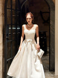 Modest A line Sweetheart Ivory Satin Lace Prom Dresses Wedding Guest Dress 20th Party Birthday Outfits HZ0311