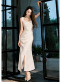 Sexy Sheath Sweetheart White Satin Ankle Length Prom Dresses Wedding Guest Dress 22th Birthday Outfits HZ0311