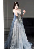 Sparkly A line Off The Shoulder Sequins Long Prom Dress Fashion Aesthetic For Teens Formal Dresses Party Outfits Prom Gown HZ0311