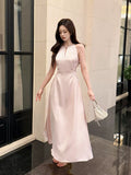 Sexy A line Scoop Neck Pink Satin Prom Dresses Wedding Guest Dress 20th Birthday Outfits HZ0311