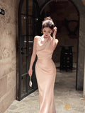 Elegant Mermaid Halter Pink Ankle Length Prom Dresses 17th Nigh Party Birthday Outfits HZ0311