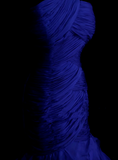 Mermaid One Shoulder Royal Blue Tulle With Pleated Ruched Long Prom Dresses Party Dress For Women HZ0311