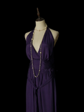 Simple A line Halter V Neck Chiffon Grape Long Prom Dress Ideas With Pleated Formal Party Dress Inspo For Women HZ0311