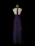 Simple A line Halter V Neck Chiffon Grape Long Prom Dress Ideas With Pleated Formal Party Dress Inspo For Women HZ0311