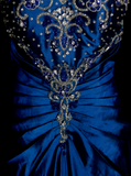 Classy Ball Gown Sweetheart Royal Blue Taffeta With Gold Beadings Long Prom Dresses Trendy Party Dress For Women HZ0311