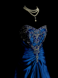 Classy Ball Gown Sweetheart Royal Blue Taffeta With Gold Beadings Long Prom Dresses Trendy Party Dress For Women HZ0311