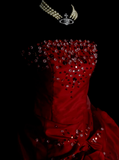 Unique Ball Gown Strapless Burgundy Wine Red Satin With Multi Layered Long Quinceanera Dresses Sweet 15 16 Birthday Gown HZ0311
