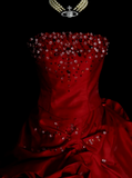Unique Ball Gown Strapless Burgundy Wine Red Satin With Multi Layered Long Quinceanera Dresses Sweet 15 16 Birthday Gown HZ0311