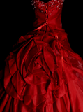 Unique Ball Gown Strapless Burgundy Wine Red Satin With Multi Layered Long Quinceanera Dresses Sweet 15 16 Birthday Gown HZ0311