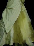 Unique Ball Gown Strapless Sage Green Tulle Satin With Multi Layered Long Quinceanera Dresses Sweet 15 16 Birthday Outfits Gown HZ0311