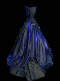 Unique Ball Gown Scoop Neck Royal Blue Satin With Multi Layered Beadings Long Quinceanera Dresses Sweet 15 16 Birthday Outfits Gown HZ0311