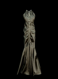 Simple Mermaid High Neck Green Satin Long Prom Dress Ideas With Pleated Formal Party Dress Inspo For Women HZ0311