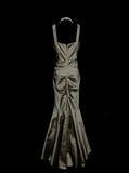 Simple Mermaid High Neck Green Satin Long Prom Dress Ideas With Pleated Formal Party Dress Inspo For Women HZ0311