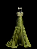 Classy Mermaid Sweetheart Olive Green Taffeta With Beadings Long Prom Dresses Trendy Party Dress For Women HZ0311