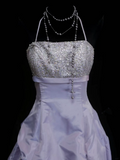 Classy Ball Gown Halter Lilac Silver Sequins Tops Organza With Beadings Layered Long Prom Dresses Trendy Party Dress For Women HZ0311