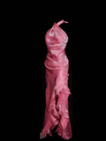 Modest Mermaid Halter Pink Ruched Long Prom Dress Ideas With Pleated Formal Party Dress Inspo For Women HZ0311