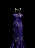 Classy Mermaid Strapless Grape Purple Satin With Appliques Beadings Long Prom Dresses Trendy Party Dress For Women HZ0311