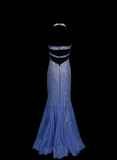 Classy Formal Mermaid Sweetheart Blue Sequins With Beads Style Impress Long 2026 Prom Dresses Party Gowns HZ0311