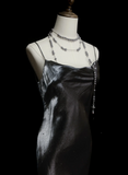Chic Formal Mermaid Spaghetti Strap Gray Style Impress Long Prom Dresses Party Gowns HZ0311