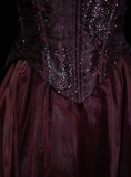 Classy Formal Ball Gowns Strapless Burgundy With Beads Style Impress Long Prom Dresses Party Gowns HZ0311