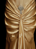 Modest Prom Dresses Aesthetic Mermaid Halter Gold Satin Inspiration Backless Style Impress Long Party Formal Gown HZ0311