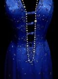 Classy Mermaid Halter Royal Blue With Beaded Bodice Long Prom Dresses Party Dress 18th Birthday Outfits Graduation Dress HZ0311